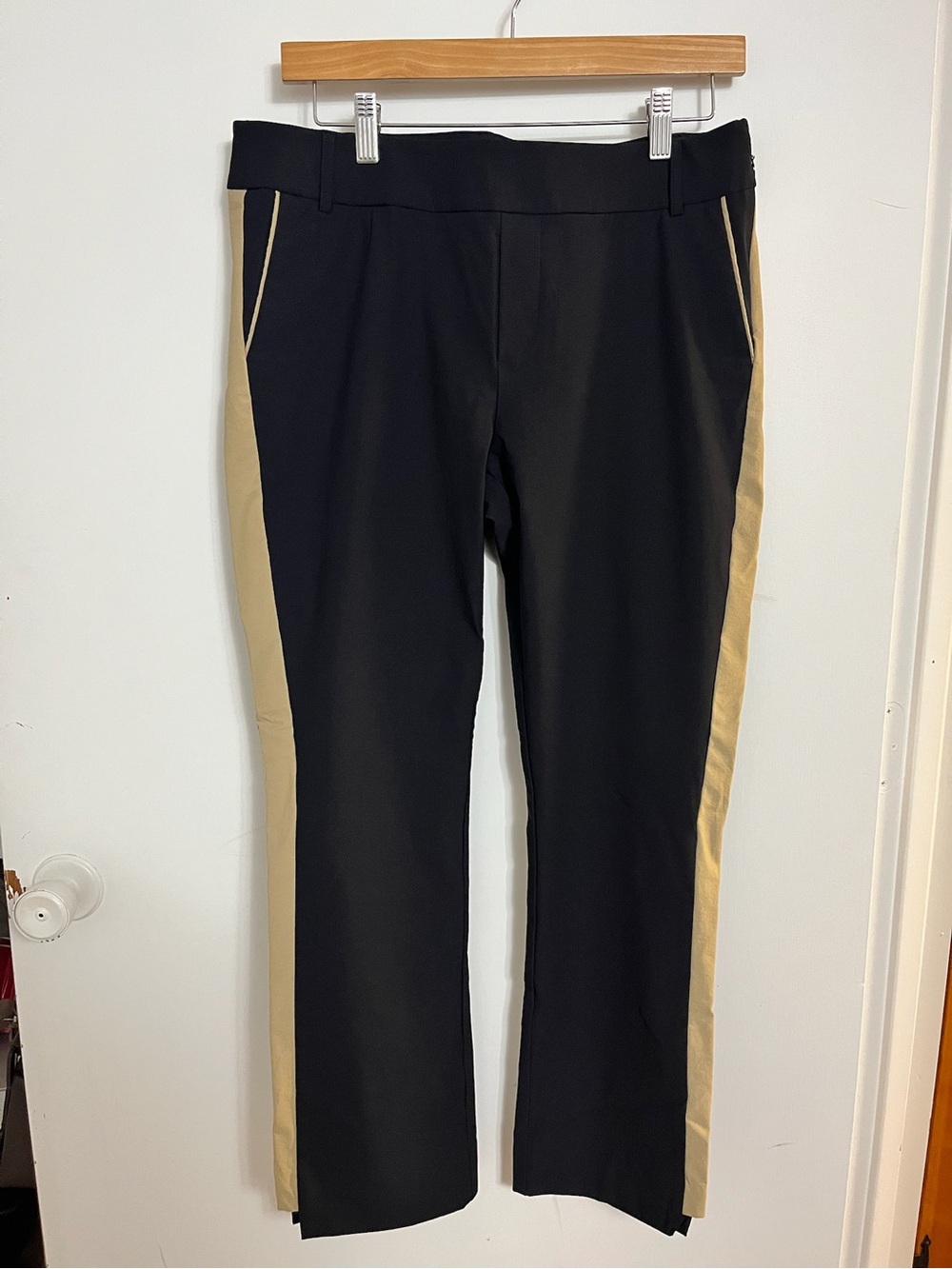 Golftini Black Pants with Tan side stripe